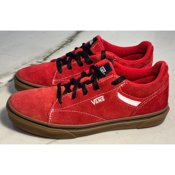 Vans Seldan Lace Up Gum Sidewall Skate Sneaker Youth 5.5 Dark Red - Picture 6 of 10